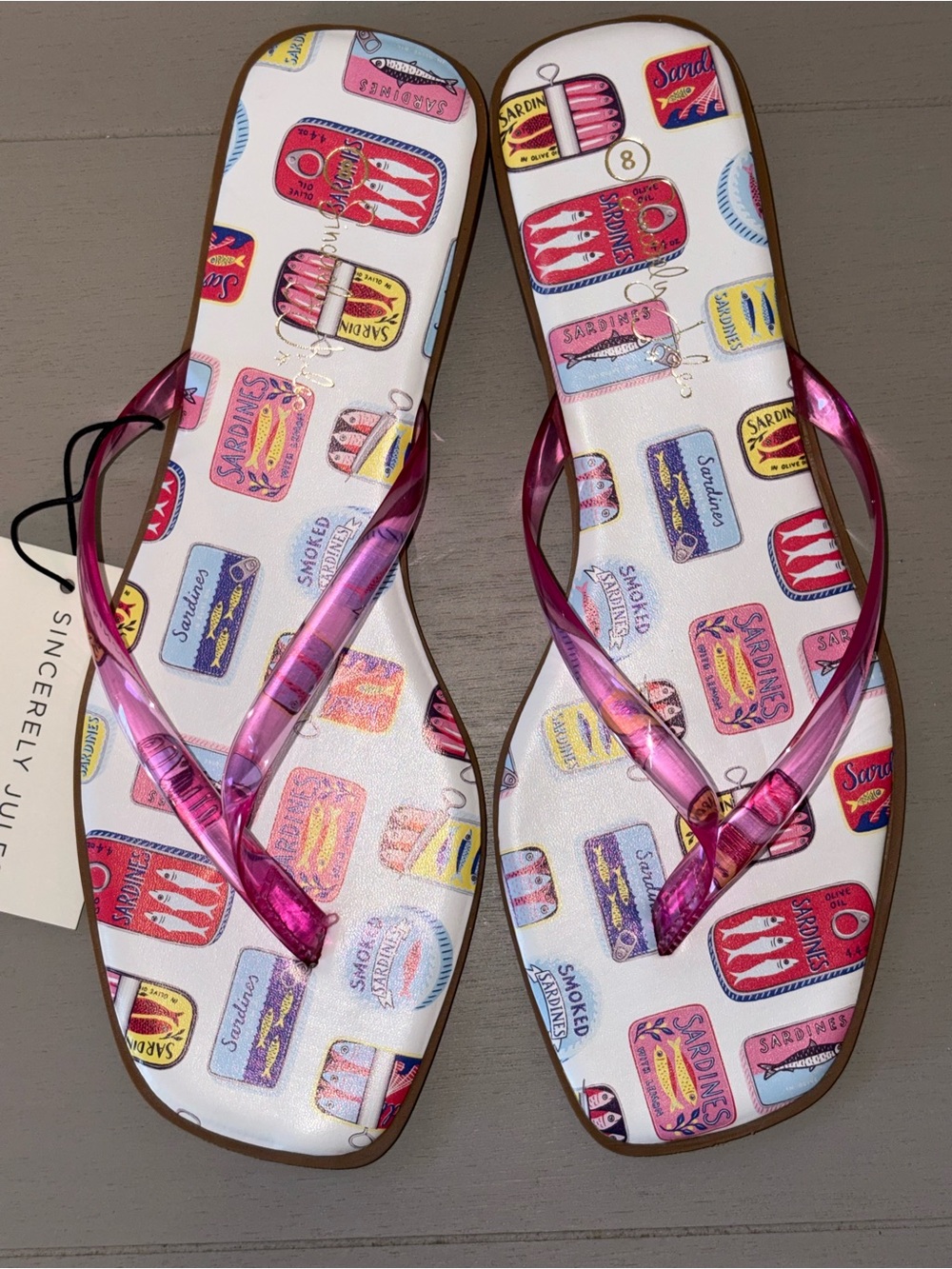 Sincerly Jules Pink Jelly Strap Flip Flops - Printed Insole